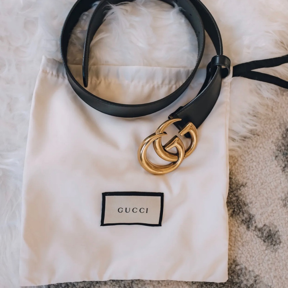 Authentic Gucci Leather Belt Black GG belt. Size 90/36 Style 414516